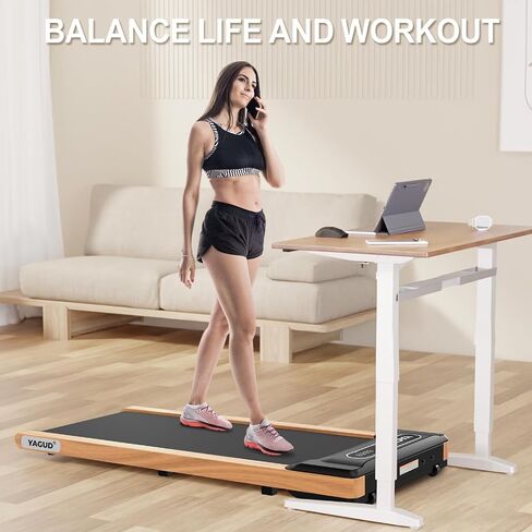 Walking Pad, Wooden Walking Pad Treadmill, Portable Under Desk Treadmill for Home Office, Compact Walking Jogging Running Machine with Remote Control and LED Display in Saudi Arabia