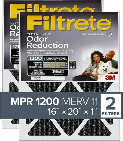 فلتر هواء فرن بتيار متردد 20 × 20 × 1، فلتر هواء للفرن بتيار متردد، MPR 1200، تقليل الروائح الكريهة من مسببات الحساسية، عبوتان in Saudi Arabia