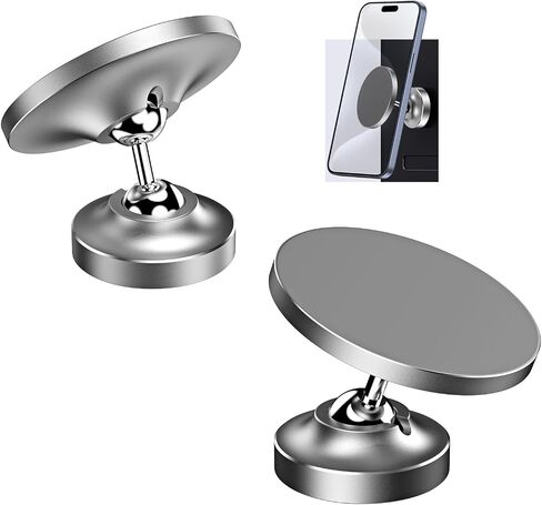 Dual Magnetic Foldable Mobile Phone Holder, 360° Adjustable Rotating Strong Magnetic Holder, with Two Magnets, Suitable for All Mobile Phones, for Gyms, Kitchens, bathrooms, Cars (Black) in Saudi Arabia