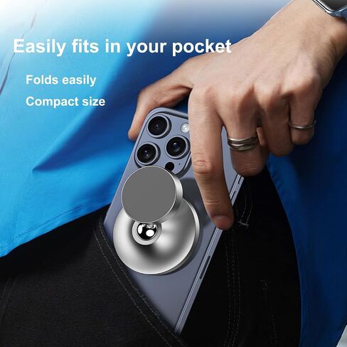 Dual Magnetic Foldable Mobile Phone Holder, 360° Adjustable Rotating Strong Magnetic Holder, with Two Magnets, Suitable for All Mobile Phones, for Gyms, Kitchens, bathrooms, Cars (Black) in Saudi Arabia