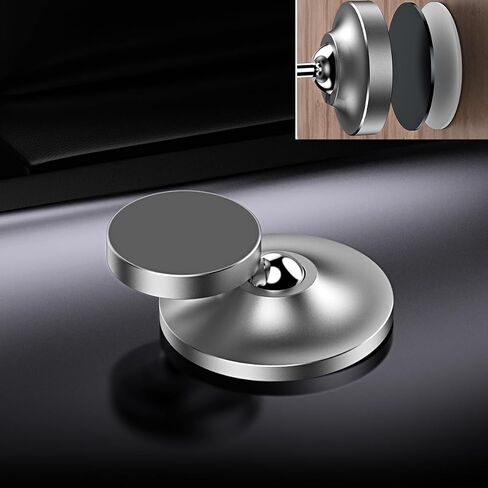 Dual Magnetic Foldable Mobile Phone Holder, 360° Adjustable Rotating Strong Magnetic Holder, with Two Magnets, Suitable for All Mobile Phones, for Gyms, Kitchens, bathrooms, Cars (Black) in Saudi Arabia