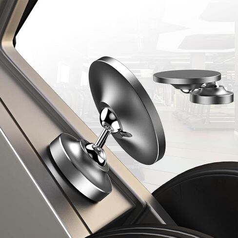 Dual Magnetic Foldable Mobile Phone Holder, 360° Adjustable Rotating Strong Magnetic Holder, with Two Magnets, Suitable for All Mobile Phones, for Gyms, Kitchens, bathrooms, Cars (Black) in Saudi Arabia
