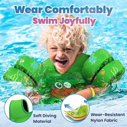 Heysplash Kids Swimming Vest, Toddler Floaties Fit 33-70 Lbs, Puddle Kids Jumper with Adjustable Strap, Swim Jacket Water Wing Arm Baby Float, Pool Sea Swimming Aid for Boys 2-7 Years,Full Blue Shark in Saudi Arabia