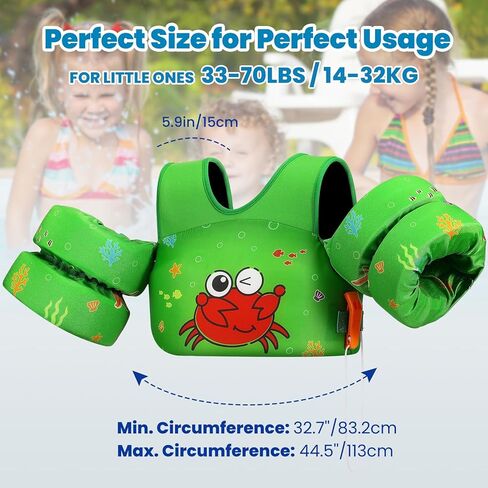 Heysplash Kids Swimming Vest, Toddler Floaties Fit 33-70 Lbs, Puddle Kids Jumper with Adjustable Strap, Swim Jacket Water Wing Arm Baby Float, Pool Sea Swimming Aid for Boys 2-7 Years,Full Blue Shark in Saudi Arabia