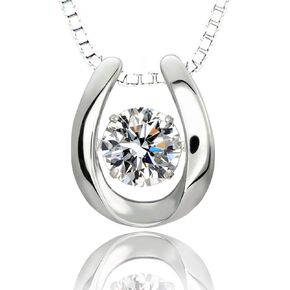 ARINZA Horseshoe Necklaces for Women Sterling Silver Dancing Diamond Cubic Zirconia CZ pendant, Anniversary Birthday Mother's Day Gifts Jewelry for Women Mom/Wife/Sister