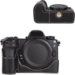Protective Camera Case for Nikon Z6III Mirrorless Camera,For Nikon Z6III Half Case with Soft Microfiber Inner For Nikon Z6 III Camera Cover Function Well 1/4"-20 Hole Retro PU Litchi Stria-Matte Black