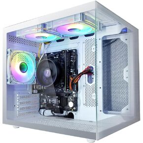 Gaming PC AMD Ryzen7-5700G 8Cores 3.8GHz UP to 4.60 GHz Processor, 16GB DDR4 3200MHz RAM, 1T NVMe SSD, AMD Radeon Vega Graphics Windows 11 Home 600W WI-FI Gaming Desktop Computer White