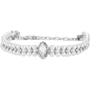 Pet Collar - White Crystal Cute and Stylish Dog & Cat Collar for Small Dogs and Kittens, Size S-XS Adjustable (Crystal)