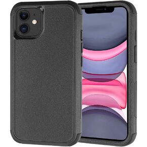 X-belmox iPhone 11 Case, Heavy Duty Case with Built-in Screen Protector, Wireless Charging Compatible Shockproof Drop Proof and Rugged Case - Red/Black