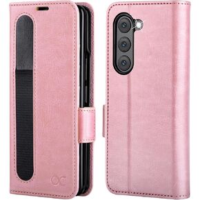 OCASE Case for Samsung Galaxy Z Fold 5 5G Wallet Case with S Pen Holder, PU Leather Flip Folio Case with Card Slots RFID Blocking Kickstand Phone Cover 7.6 Inch-Golden Sunset