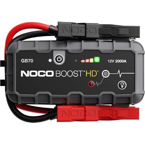 صندوق تشغيل القفز من الليثيوم فائق الأمان NOCO Boost HD GB70 2000 أمبير 12 فولت، وحزمة معززة لبطارية السيارة، وشاحن بنك الطاقة المحمول، وكابلات توصيل لما يصل إلى 8 لتر من البنزين ومحركات الديزل سعة 6 لتر
