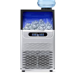 Commercial Ice Maker Machine,110LBS/24H Ice Maker, Stainless Steel Freestanding Ice Machine with 28LBS Storage Capacity, Self-Cleaning, 2 Water Inlet Modes,Ideal for Restaurant,Home,Bar