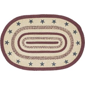 VHC Brands Potomac Jute Rug Oval Stencil Stars w/Pad 27x48