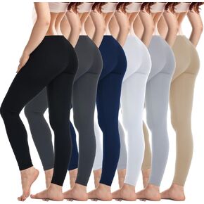 Sexy Basics Womens 6 Pack Stretch Cotton Stretch Full Length Footless Legging Tights