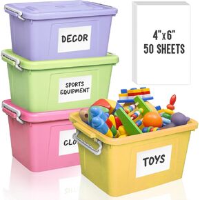 MESS Large Bin Labels for Storage Bins (50 6x4") Storage Bin Labels - Pantry Labels - Labels for Organizing - Removable Labels for Storage Bins Craft Organization - Shelf, Tote Moving Labels for Boxes