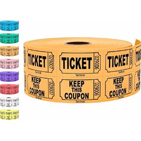 Tacticai 1000 Orange Raffle Tickets, Double Roll, Ticket for Events, Entry, Class Reward, Fundraiser & Prizes