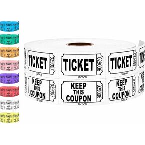 Tacticai 1000 White Raffle Tickets, Double Roll, Ticket for Events, Entry, Class Reward, Fundraiser & Prizes