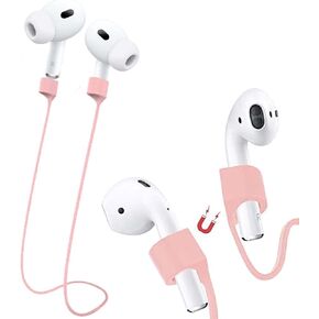 Magnetic Anti-Lost Straps for AirPods Accessory, Colorful Soft Silicone Sports Lanyard.Ultra Strong Cord Anti-Lost Leash Sports String, Neck Rope Cord, for a Sportsman (White)