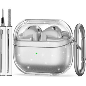 for Samsung Galaxy Buds 3 Case/Galaxy Buds 3 Pro Case Cover with Cleaner Kit,Soft Silicone Protective Case for Galaxy Buds 3 pro case 2024,Galaxy Buds 3 Accessories with Keychain (Clear)