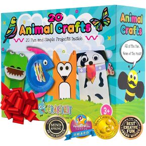 Craftikit ® Arts and Crafts for Kids - 20 Award-Winning All-Inclusive Fun Toddler Craft Box for Kids - Organized Art Supplies for Kids Ages 3-8 - Animal-Themed Kids Craft Kits