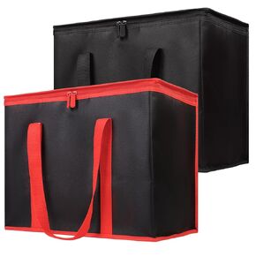 Bodaon Insulated Reusable Grocery Bags with Hard Bottom, X-Large Freezer Cooler Bag with Zippered Top, Catering Shopping Bag for Food Delivery/Travel/Groceries, Thermal Bags for Cold and Hot Food