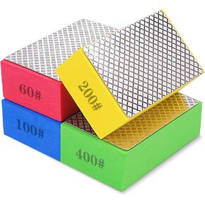 5 Pack Diamond Hand Sanding Block, Diamond Polishing Pads with High-Density Sponge, Wet&Dry Dual Use, Diamond Sanding Pads Assortment, for Stone Granite Marble Glass(60/120/240/400/1000 Grit)