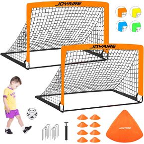 Soccer Goals for Backyard Set, Portable Kids Soccer Goal 2 of 6' x 4', Soccer Net Soccer Training Equipment with Size 4 Soccer Ball, Carry Bag, Youth, Games, Sports, Outdoor Play(Y)