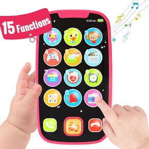 Toys for 1 Year Old Girl Gifts Baby Toys 12-18 Months, 15 Functions Baby Girl Kids Toy Phone with Music & Light Baby Toys 6 to 12 Months 1 Year Old Toys for 1 + Year Old Girl 2 Year Old Girl Toys-Pink