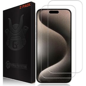 2 Pack Screen Protector for iPhone 15 and 15 Pro - Tempered Glass Screen Saver, Phone Case Friendly, Scratch Resistant Protective Cover, Lifetime Replacement