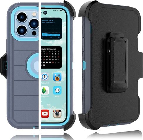 Tekcoo Case Compatible for iPhone 14 Pro | 6.1 inch | 2022 with [Built-in Screen Protector] Holster Locking Belt Clip [Military Grade 12FT Drop Tested] Full Body Carrying Kickstand Cover - Orange in Saudi Arabia