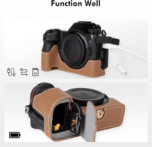 Protective Camera Case for Nikon Z6III Mirrorless Camera,For Nikon Z6III Half Case with Soft Microfiber Inner For Nikon Z6 III Camera Cover Function Well 1/4"-20 Hole Retro PU Litchi Stria-Matte Black in Kuwait