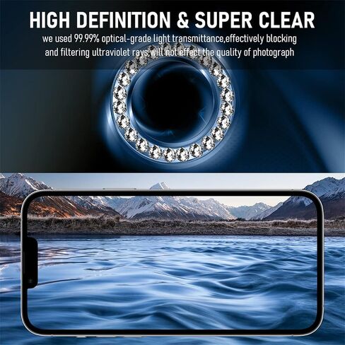 Suoman 3-Pack Diamond Camera Cover Circle Tempered Glass for iPhone 12 Pro Max Lens Protector, for iPhone 12 Pro Max 6.7 inch [Not Affect Night Shots] - Diamonds-Gold in Saudi Arabia