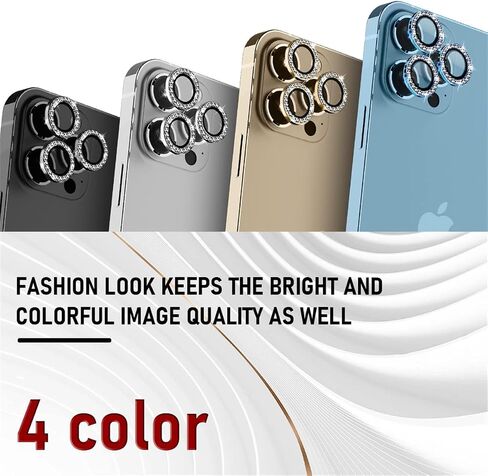 Suoman 3-Pack Diamond Camera Cover Circle Tempered Glass for iPhone 12 Pro Max Lens Protector, for iPhone 12 Pro Max 6.7 inch [Not Affect Night Shots] - Diamonds-Gold in Saudi Arabia