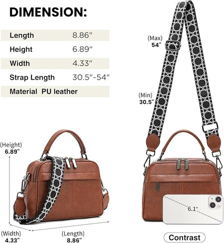 حقائب كروس للنساء من Love Delivery حقيبة كتف صغيرة من جلد البولي يوريثان الناعم مع 3 أشرطة مجانية وقلادة لطيفة in Kuwait