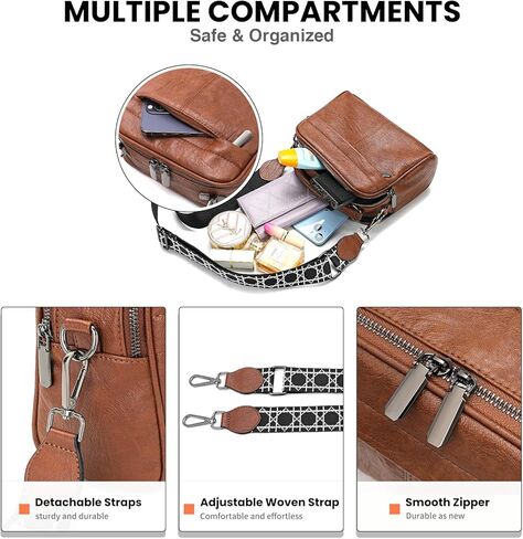 حقائب كروس للنساء من Love Delivery حقيبة كتف صغيرة من جلد البولي يوريثان الناعم مع 3 أشرطة مجانية وقلادة لطيفة in Kuwait