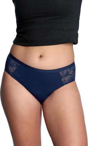 THINX Ultra-Soft Period Underwear, Brief-Style Leakproof Underwear for Women, Holds Up to 12 Regular Tampons, FSA HSA Approved Period Panties, Reusable, Comfortable, & Flexible, Black with Lace, L in Saudi Arabia