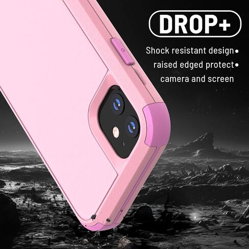 X-belmox iPhone 11 Case, Heavy Duty Case with Built-in Screen Protector, Wireless Charging Compatible Shockproof Drop Proof and Rugged Case - Red/Black in Kuwait