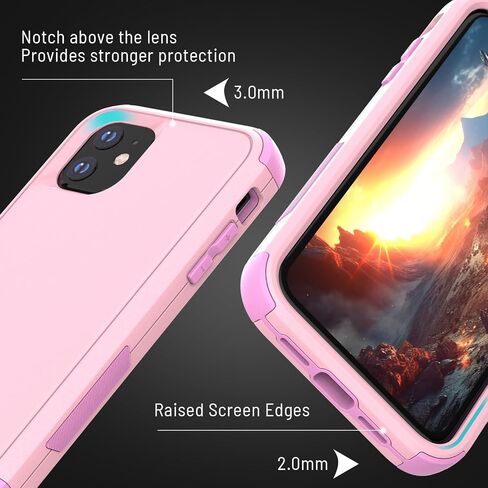 X-belmox iPhone 11 Case, Heavy Duty Case with Built-in Screen Protector, Wireless Charging Compatible Shockproof Drop Proof and Rugged Case - Red/Black in Kuwait