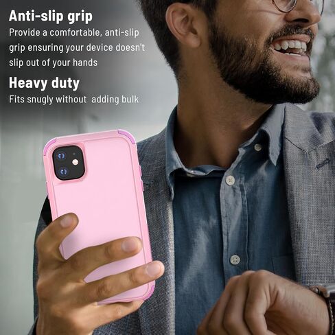 X-belmox iPhone 11 Case, Heavy Duty Case with Built-in Screen Protector, Wireless Charging Compatible Shockproof Drop Proof and Rugged Case - Red/Black in Kuwait