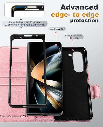 OCASE Case for Samsung Galaxy Z Fold 5 5G Wallet Case with S Pen Holder, PU Leather Flip Folio Case with Card Slots RFID Blocking Kickstand Phone Cover 7.6 Inch-Golden Sunset in Kuwait