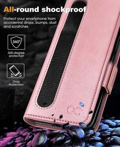 OCASE Case for Samsung Galaxy Z Fold 5 5G Wallet Case with S Pen Holder, PU Leather Flip Folio Case with Card Slots RFID Blocking Kickstand Phone Cover 7.6 Inch-Golden Sunset in Kuwait
