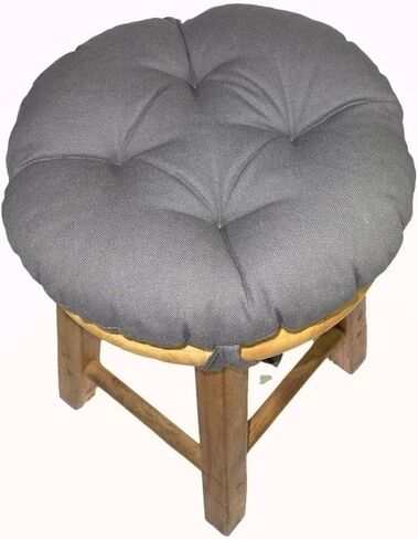 Memory Foam 12 in Stool Cushion with 4 Ties, Polyester & Polyurethane Foam, Country Style, Plush, Washable, Stain Resistant, Cotton Cover, for Round Wooden or Metal Stools in Saudi Arabia