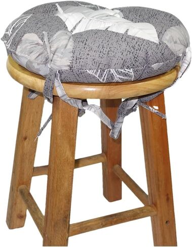 Memory Foam 12 in Stool Cushion with 4 Ties, Polyester & Polyurethane Foam, Country Style, Plush, Washable, Stain Resistant, Cotton Cover, for Round Wooden or Metal Stools in Saudi Arabia