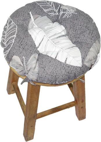 Memory Foam 12 in Stool Cushion with 4 Ties, Polyester & Polyurethane Foam, Country Style, Plush, Washable, Stain Resistant, Cotton Cover, for Round Wooden or Metal Stools in Saudi Arabia