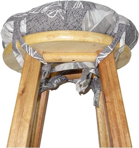 Memory Foam 12 in Stool Cushion with 4 Ties, Polyester & Polyurethane Foam, Country Style, Plush, Washable, Stain Resistant, Cotton Cover, for Round Wooden or Metal Stools in Saudi Arabia