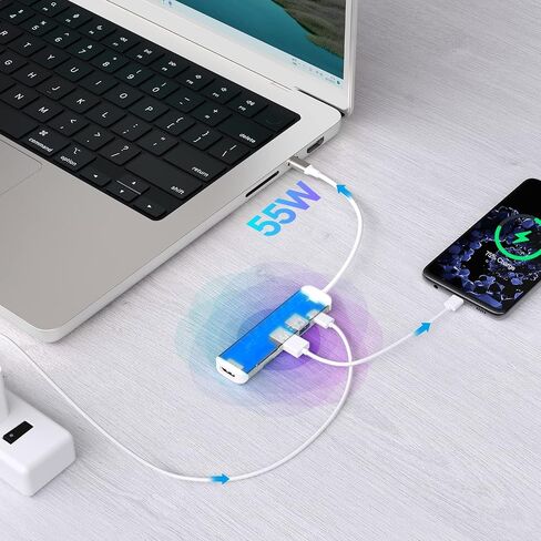 USB C Hub HDMI Adapter for MacBook Air Pro, 6 in 1 4K Dongle Multiport Converter with 50cm Cable, USB 3.0 5Gbps Data Transfer, 55W PD, SD/TF Card Slotfor Mac M1 M2 PC Laptop in Saudi Arabia