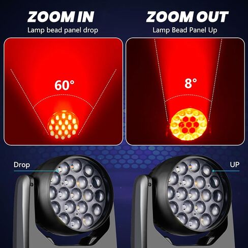 DJ Light Moving Head 180W LED Spot Beam Zoom Lighting 14 Gobos 12 لونًا منشورًا دوارًا RDM DMX أضواء المسرح لنادي الديسكو والرقص والزفاف وبار KTV العرض المباشر in Kuwait