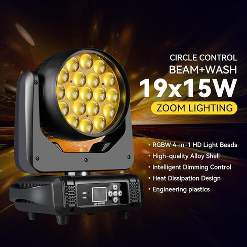 DJ Light Moving Head 180W LED Spot Beam Zoom Lighting 14 Gobos 12 لونًا منشورًا دوارًا RDM DMX أضواء المسرح لنادي الديسكو والرقص والزفاف وبار KTV العرض المباشر in Kuwait