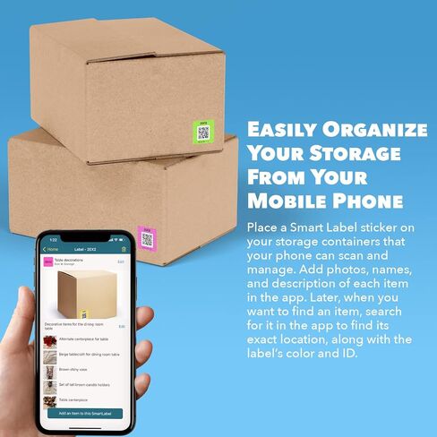 QR Code Smart Labels | Color Coded Scannable Stickers for Storage Bins, Moving Containers & Organization | Pack and Track Inventory on iOS & Android App | Pack of 48 (Original) in Kuwait