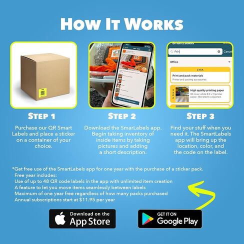 QR Code Smart Labels | Color Coded Scannable Stickers for Storage Bins, Moving Containers & Organization | Pack and Track Inventory on iOS & Android App | Pack of 48 (Original) in Kuwait